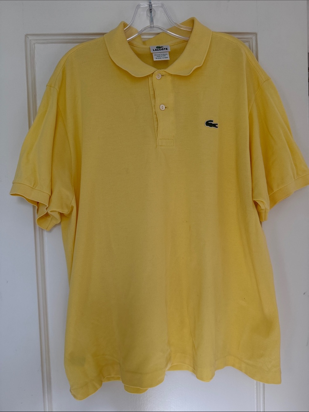 Lacoste Men's Pale Yellow Short-Sleeve Polo. EUC.